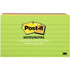 MMM6355AU - Post-it Notes, 3 in x 5 in, Jaipur Color Collection, Lined