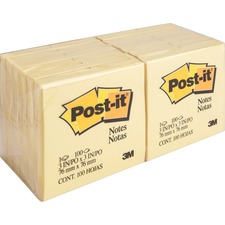 MMM654YW - Post-it Notes, 3 in x 3 in, Canary Yellow