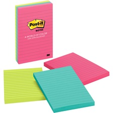MMM6603AN - Post-it Notes, 4 in x 6 in, Cape Town Color Collection, Lined
