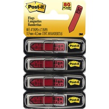 MMM684RDSH - Post-it Message Flags ""Sign Here"", Red, 1/2 in. Wide