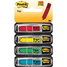 MMM684SH - Post-it Message Flags ""Sign Here"", Assorted Colors, 1/2 in. Wide