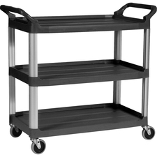 RUB409100BK - Rubbermaid Commercial 3-Shelf Mobile Utility Cart